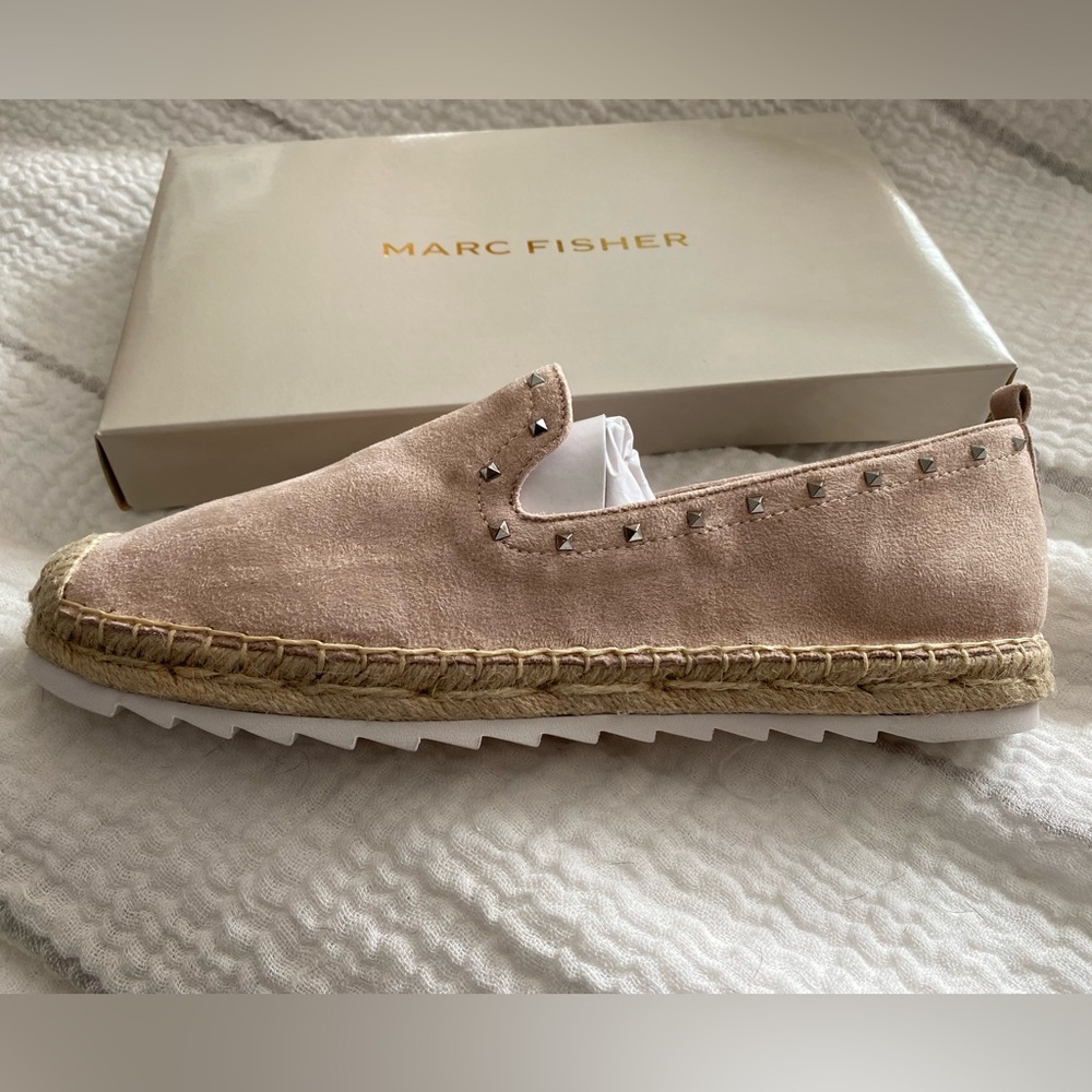 Marc Fisher pink suede espadrille slip on w/ rubber sole & studs New size 10